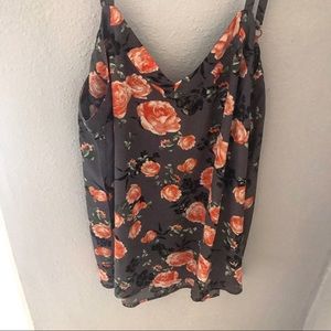 Torrid tank cami floral grey orange flowy v neck